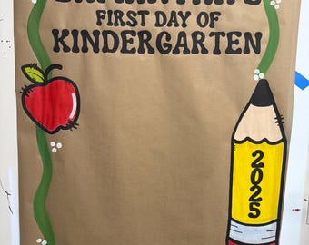 Hand Painted Back to School Banner: Custom Photo Backdrop