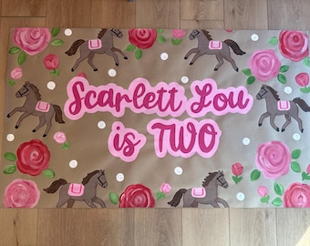 Hand Painted Farm Animal Birthday Banner: Custom Barnyard Party Decor