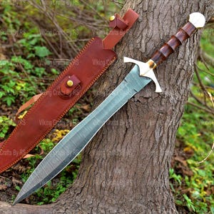 Viking Damascus steel sword for wall decoration medieval custom Viking sword gif for him, Wedding gift, Birthday Gift, anniversary Gift