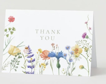 FLORAL THANK YOU Card | Wedding Shower | Baby Shower | Wedding Invitation | Customizable | 7x10 foldable landscape