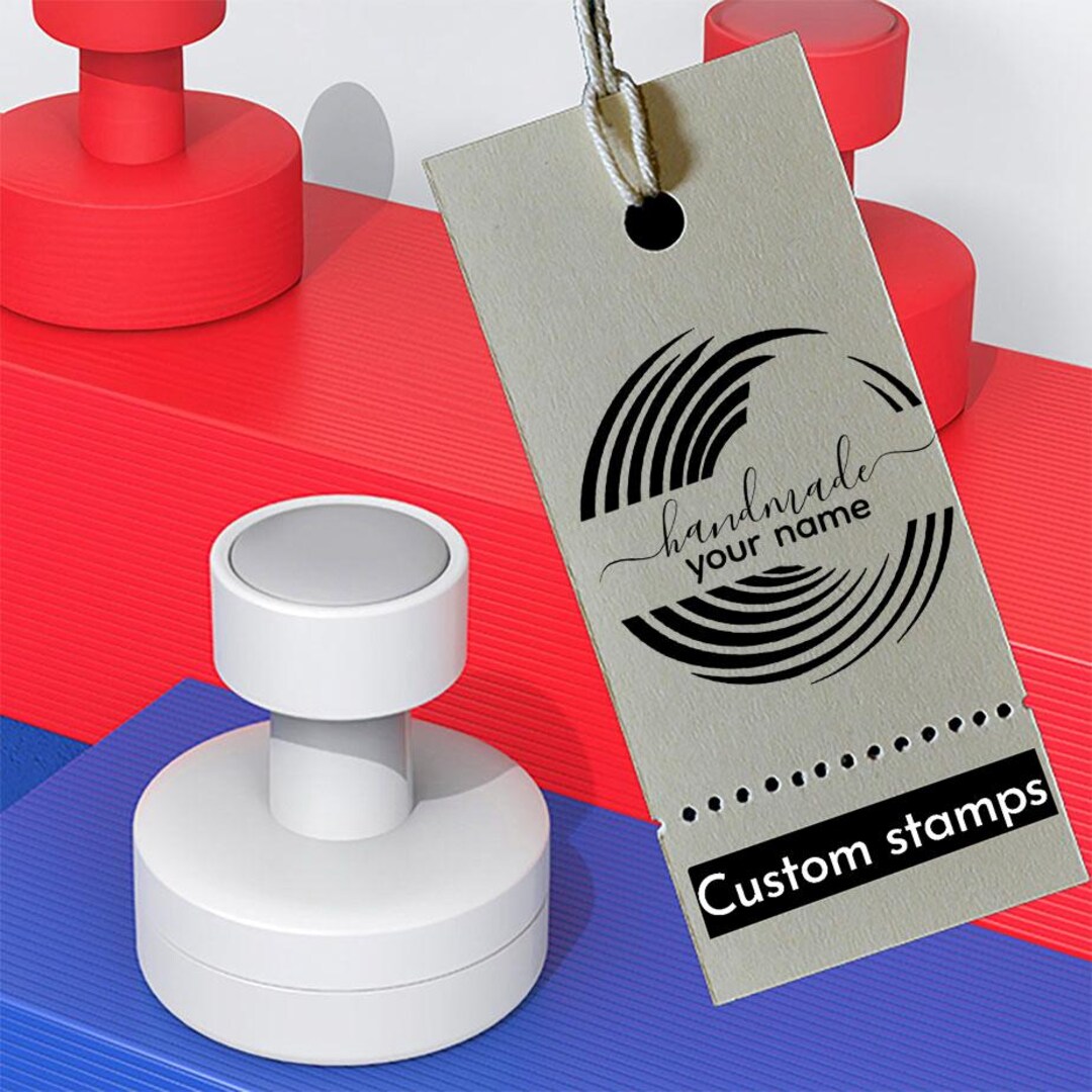 Modern Ink Stamp Design Personalized “handmade” Stamp | Modern Wave Design | Custom Name Stamp ...