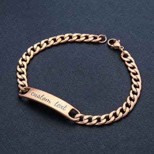 Custom Engraved Cuban Chain Bracelet: Personalized Stainless Steel Jewelry