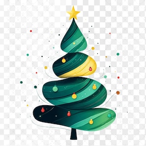 Geometric Christmas Tree Clipart PNG Bundle Line Art Christmas Tree Clipart, Minimalistic,Paper craft, journal,Christmas Clipart