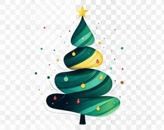 Geometric Christmas Tree Clipart PNG Bundle Line Art Christmas Tree Clipart, Minimalistic,Paper craft, journal,Christmas Clipart