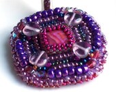 Valentine's Day Orchid Purple Love of my Life Brooch, Purple Hearts Beaded Brooch