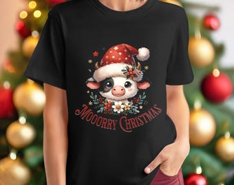 Mooory Christmas Shirt | Cute Cow T-Shirt | Merry Christmas Tee | Christmas Shirt | funny Christmas shirt | holiday shirt