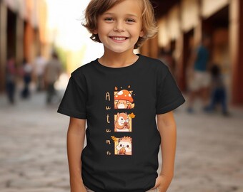 Charming children&#39;s shirt with autumn motifs | Children&#39;s fashion | Children&#39;s shirt autumn | Animal shirt | Hedgehog squirrel mushroom shirt
