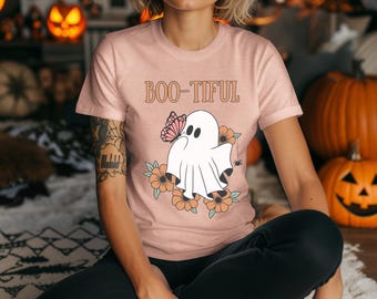 Cute Ghost and Butterfly T-Shirt, Halloween T-Shirt, Unisex Jersey Shirt, Festive Wear, Fall Fashion, Gift Idea