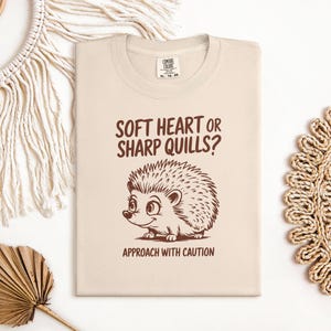 Cute Hedgehog T-Shirt, Soft Heart or Sharp Quills, Approach With Caution Shirt, Funny Animal T-Shirt, Unisex Graphic Tee, Gift Idea