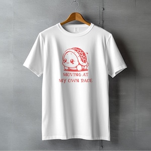 Cute Turtle T-Shirt Moving At My Own Pace Graphic Tee Adorable Cartoon Tortoise Quote Shirt Fun Casual Top for Animal Lovers