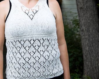 Summer Lace Tank Top knitting pattern PDF download - Toula