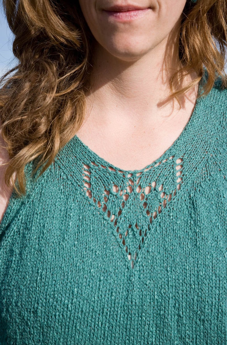 Summer Lace Tank Top knitting pattern PDF download Toula Etsy