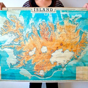 OFERTA. Mapa de Islandia 38,5 x 27 98,5 x 69,5 cm Impresión, Mapa histórico de Islandia, Isla, Islandia image 1