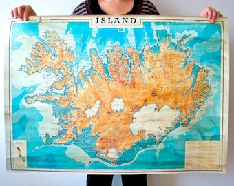 OFERTA. Mapa de Islandia 38,5" x 27" (98,5 x 69,5 cm) Impresión, Mapa histórico de Islandia, Isla, Islandia