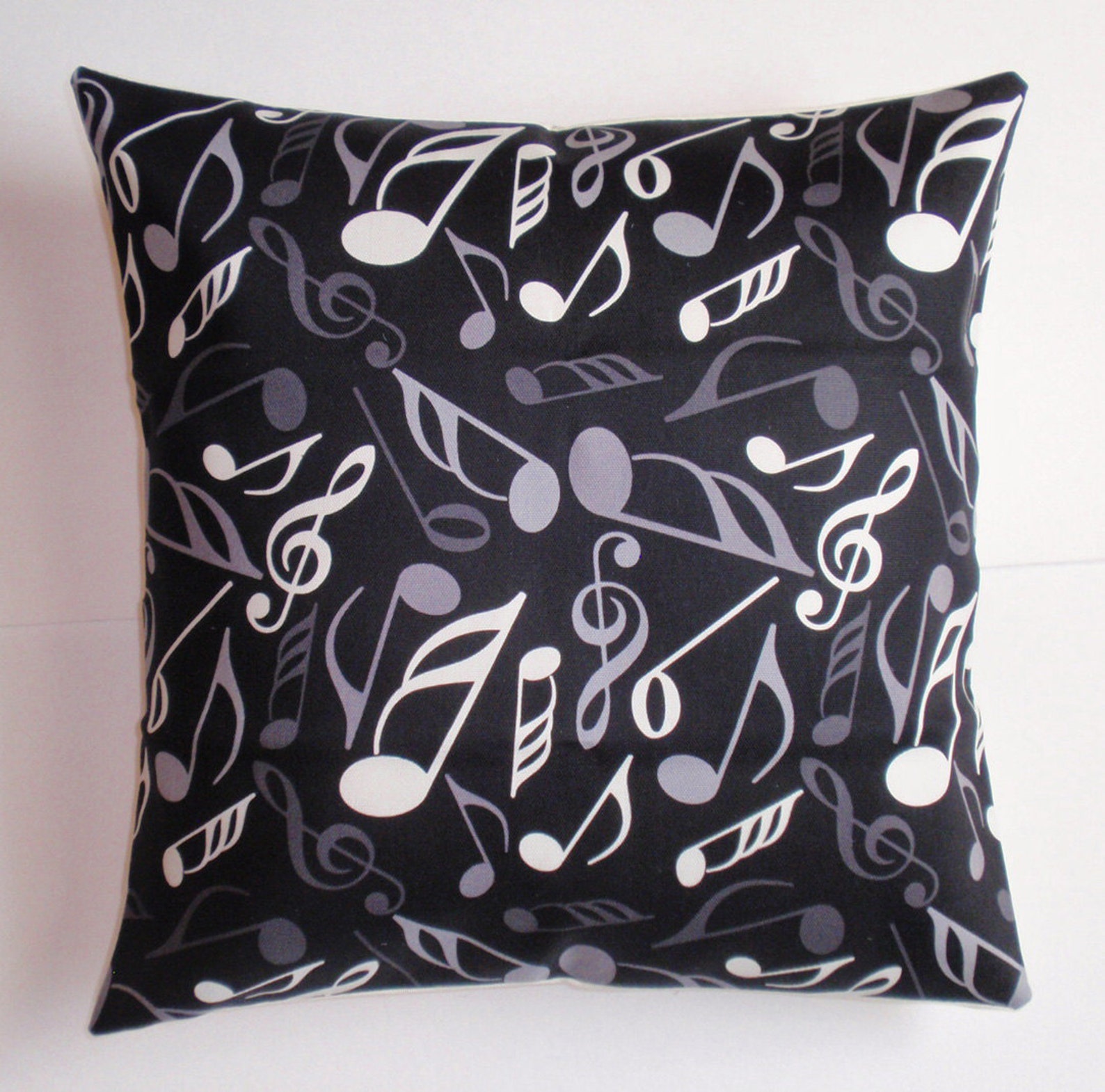 MUSICAL Throw Pillow Cover Musical Notes in Black & White Etsy
