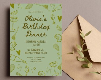 Plantilla de invitación italiana al aire libre con vegetación dibujada a mano (editable)