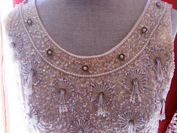 Gorgeous Vintage Pearl Beaded Sequin Evening Top … - image 2
