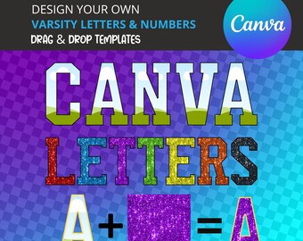 Canva Alphabets Template,canva letter frames,Varsity Canva Template,Easy Drag and Drop,canva letter frames,varsity letters canva,sport canva
