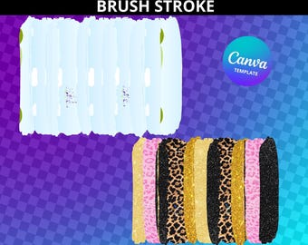 Brush Stoke Canva Frames Bundle, Paint Brush Canva Templates, Drag & Drop, Editable Canva Ink Brush, brushstrokes canva template