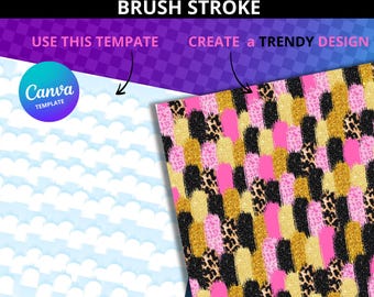Brush Stoke Canva Frames Bundle, Paint Brush Canva Templates,Drag & Drop,Editable Canva Ink Brush, brushstrokes canva template,Squares Canva