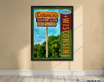Vintage Lehman's Supper Club Cocktails Poster Print - Retro Mid-Century Modern Wall Art Decor