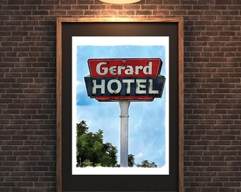 Retro Gerard Hotel Sign Print – Historic Ladysmith, Wisconsin Vintage Décor