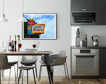 Vintage Ideal Diner Neon Sign Poster – Minneapolis Landmark, Retro Restaurant Wall Art