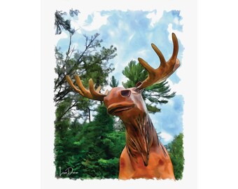 Vintage Minnesota Moose Art Print - Rustic 16x20 Wall Decor for Wildlife Lovers