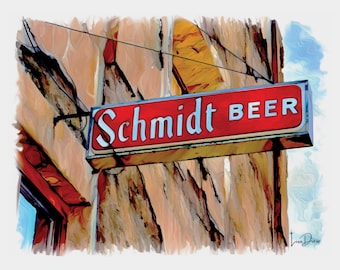 Vintage Schmidt Beer Sign Poster – Retro Brewery Wall Art, Nostalgic Americana Decor