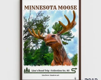 Minnesota Moose Poster Print - Wildlife Nature Art Decor - Road Trip Collection No. 05