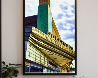 Vintage Hollywood Theater Poster – Minneapolis Landmark, Art Deco Architecture Print