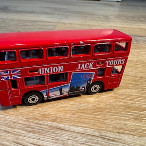 Vintage 1981 Matchbox London Bus Union Jack Tours- Mattel Matchbox London Bus Union Jack- Excellent Condition