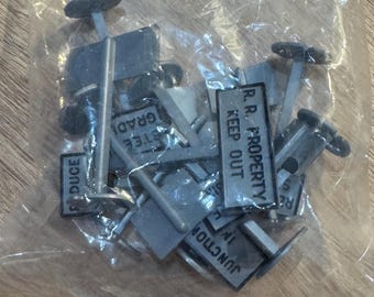 Vintage K-Line O Scale Grey Plastic Railroad Yard Signs for Model Trains- Excellent Condition and New in Package