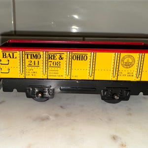 Vagão de carga vintage Marx Baltimore and Ohio Railroad Lata Litografia B&O 241708 (quase perfeito estado)