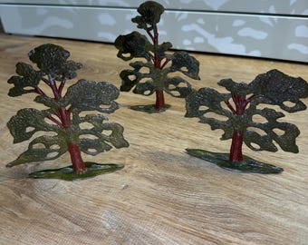 Vintage Toy Lead Trees for Train Display- Vintage Flatties Train Display Tree- Vintage Train Display Tree Accessories- Made in Japan-