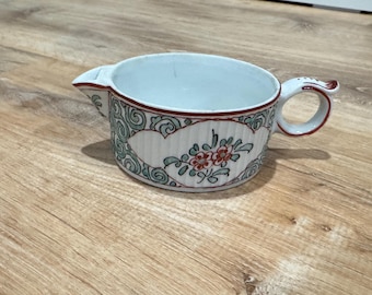 Vintage Japanese Kutani Hand Painted Yuzamashi Water Cooling Bowl Spouted Dish