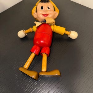 Vintage 1940s Ideal Pinocchio Doll Jointed Wood Composition Disney Marked Puppet