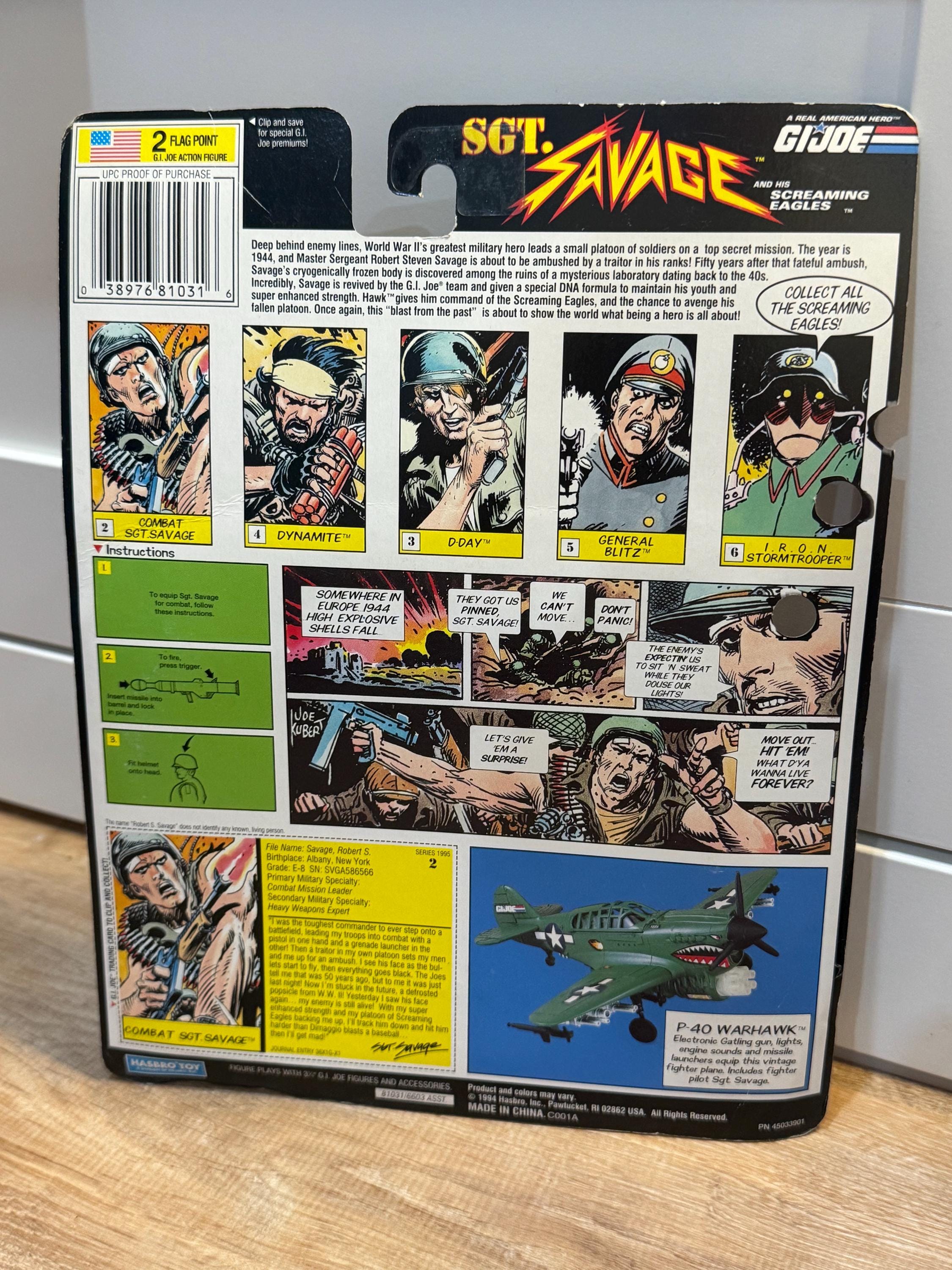 Vintage 1994 GI Joe Sgt Savage Action Figure New on Card MOC
