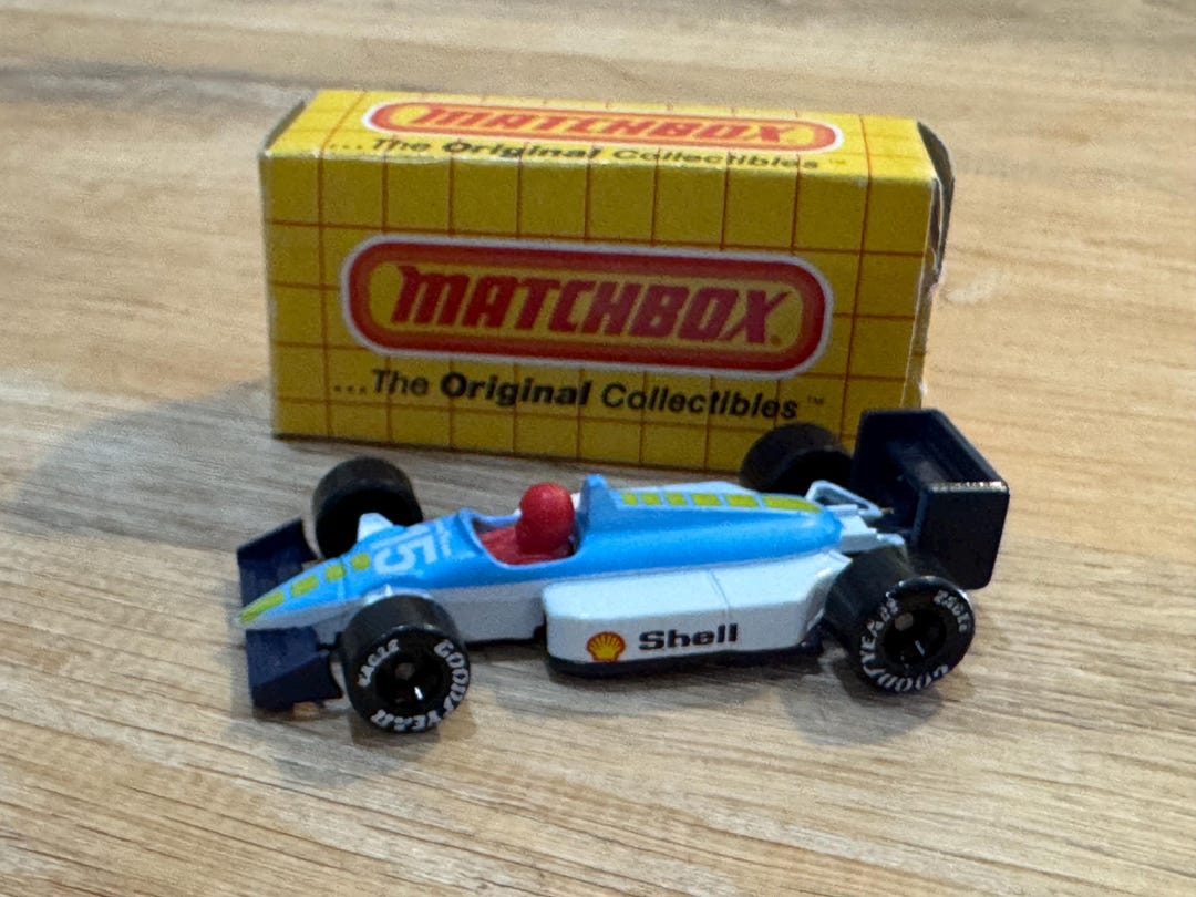 Vintage 1988 Matchbox MB74 Grand Prix Racing Car White and Powder Blue ...
