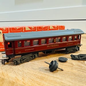 Vintage Marklin 342 S Scale Mitropa Passenger Car- With Original Box- For Parts or Repair