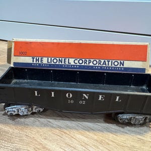 Vintage Lionel O Gauge Flat Coal Car #1002 with Original Box- Fair Condition