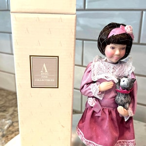 Childhood Dreams Porcelain Doll Collection by Avon- Kitty Love Porcelain Doll- 1993-  New in the Box, Mint Condition, and Adorable