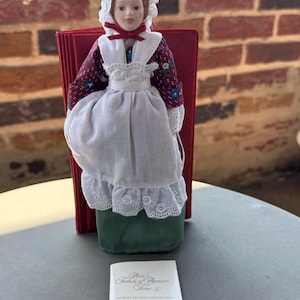 Vintage 1987 Avon Fashion of American Times Porcelain Doll Collection Early American Doll with Accessories and Original Tag- Excellent Cond