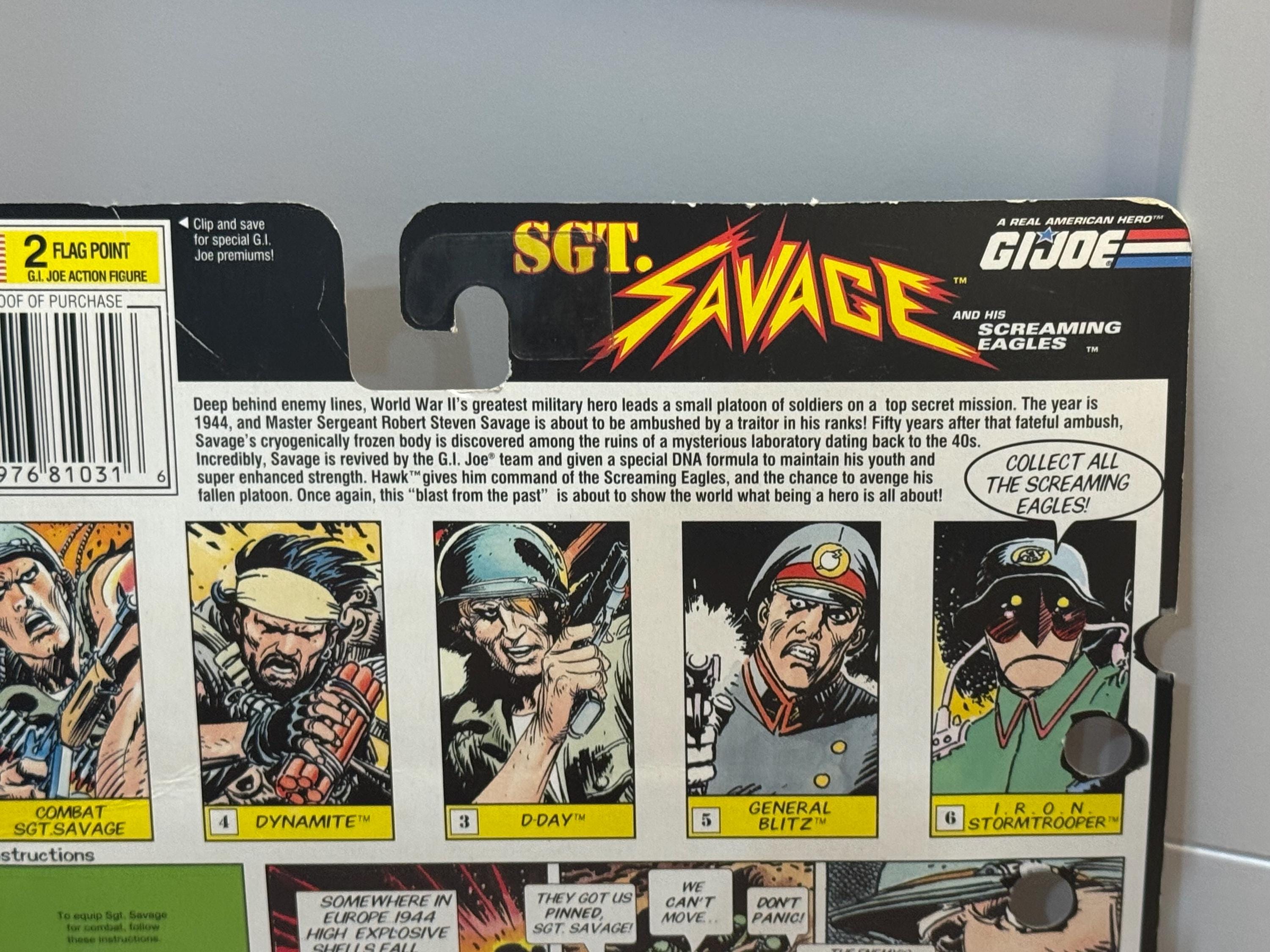 Vintage 1994 GI Joe Sgt Savage Action Figure New on Card MOC