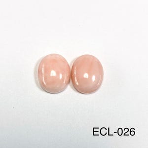 Natural Pale Pink Color Deep-Sea Coral Cabochon Loose, Set of 2 Pieces, 11.1x9.1mm, Genuine, for Jewelry Making