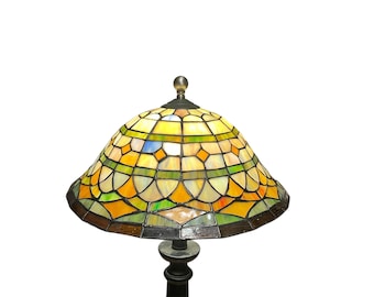 Pantalla de lámpara de mesa/escritorio/lámpara colgante de vitral de escoria jaspeada vintage