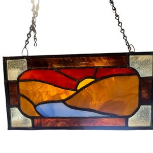 Vintage Stained Glass Hanging Wall Art Suncatcher