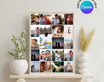 Anpassbare Liebe Foto Collage | Digitaler Download | Canva Vorlage | Romantisches Geschenk für Paare