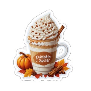 Pumpkin Spice Latte Autumn Fall Stickers, Water Bottle Planner Laptop Decor, Vinyl Decals Gift Set