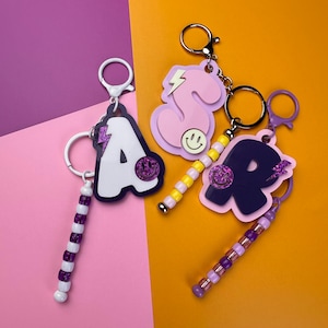 Varsity Letter Tag Bag Tag Acrylic Bag Tag Keychain, Letter Keychain, Custom Keychain, Alphabet Keychain